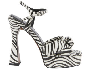 fashion white zebra print knot detail platform heels from river island