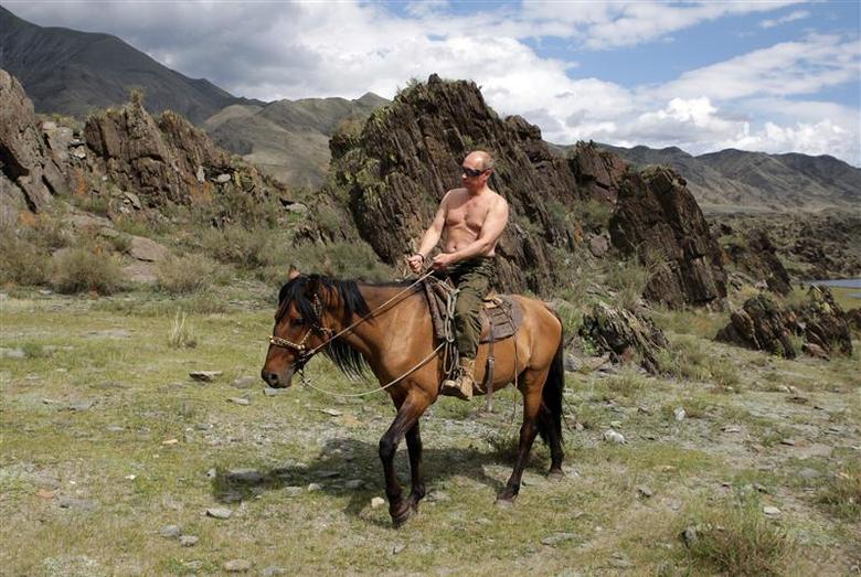 image Leaders at G7 mock bare-chested horseback rider Putin
