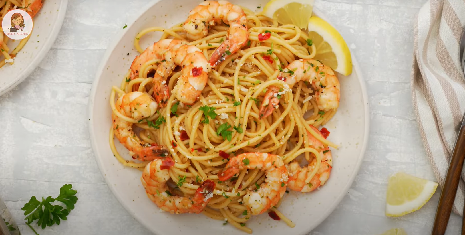 image Asian step-by-step home cooking recipes: Spicy Garlic Prawn Pasta
