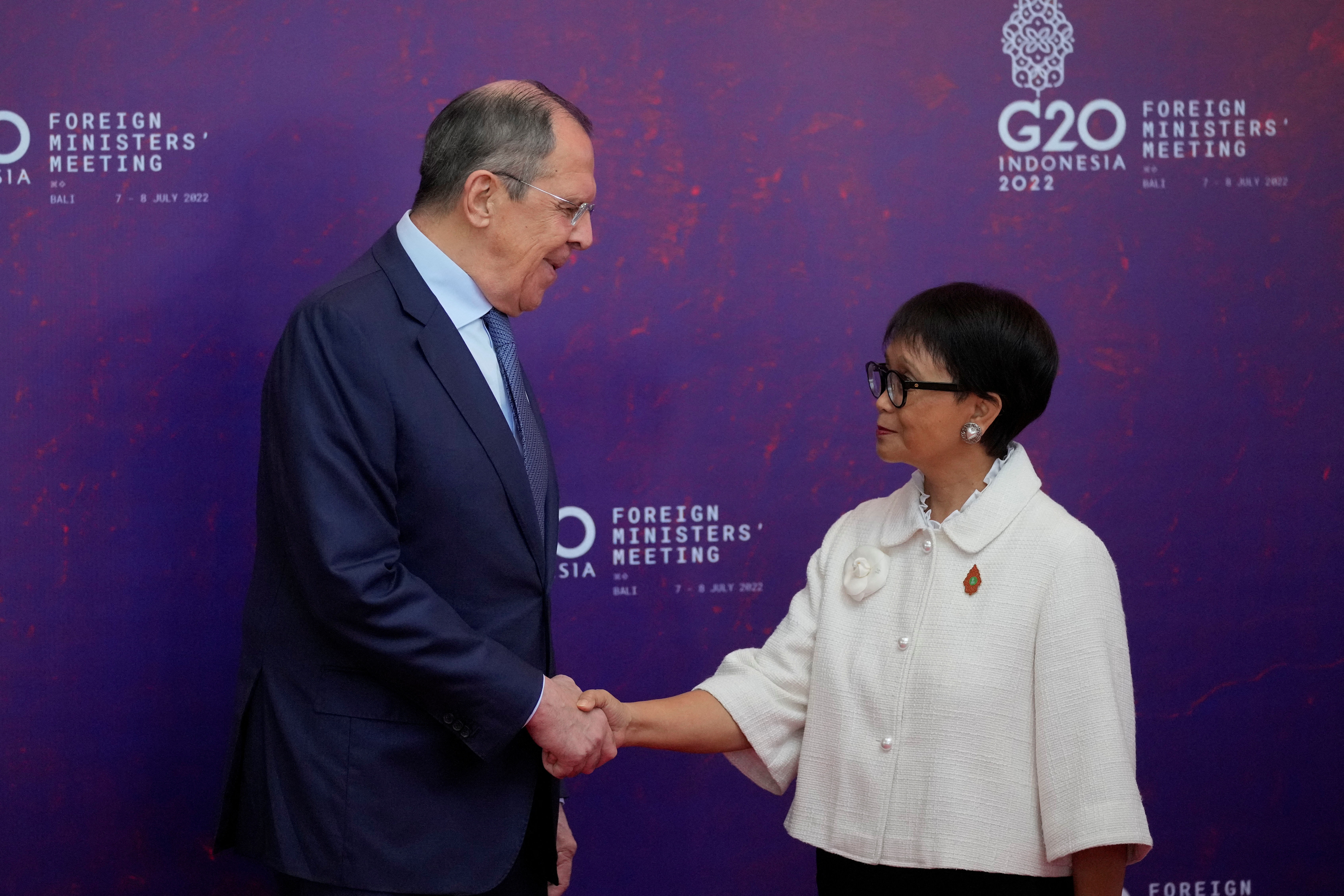 image Indonesia urges G20 to help end war in Ukraine as Russia&#8217;s Lavrov looks on