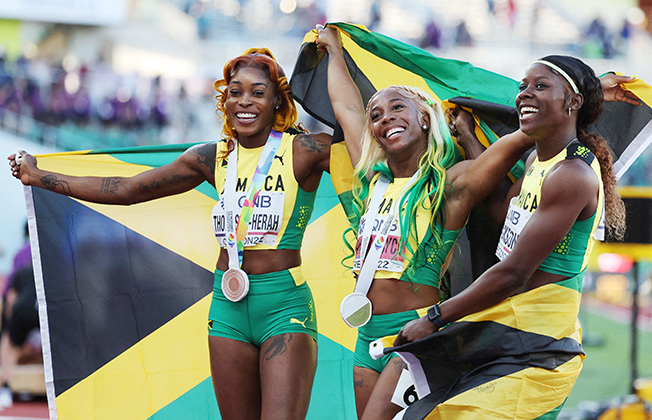 image Amazing Fraser-Pryce leads Jamaican clean sweep in world 100 metres