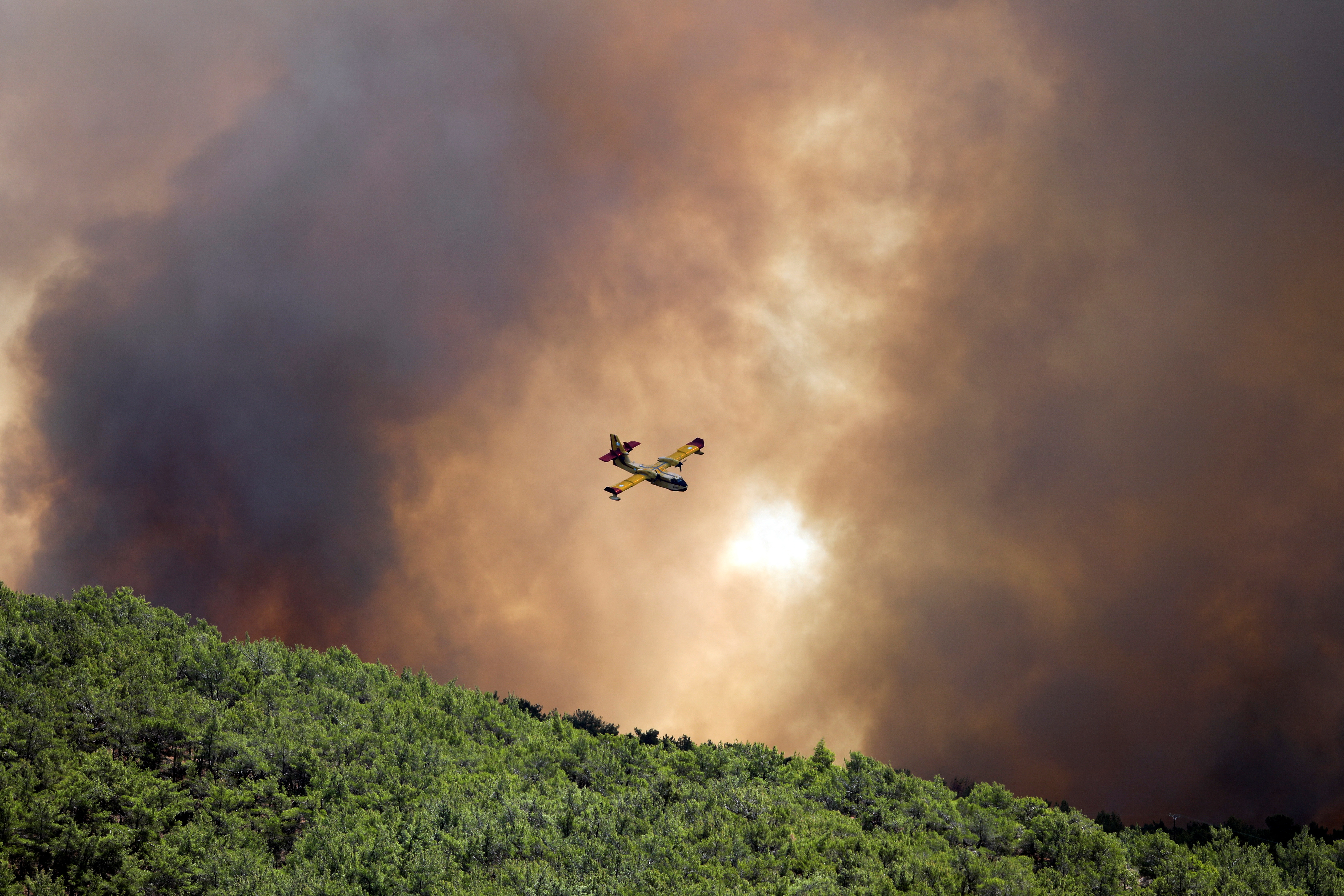 image Wildfires burn coastal homes, forests in Greece as Europe&#8217;s heatwave spreads east