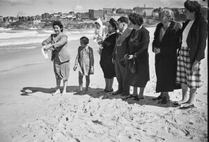 diaspora greek christening on the beach, circa 1946