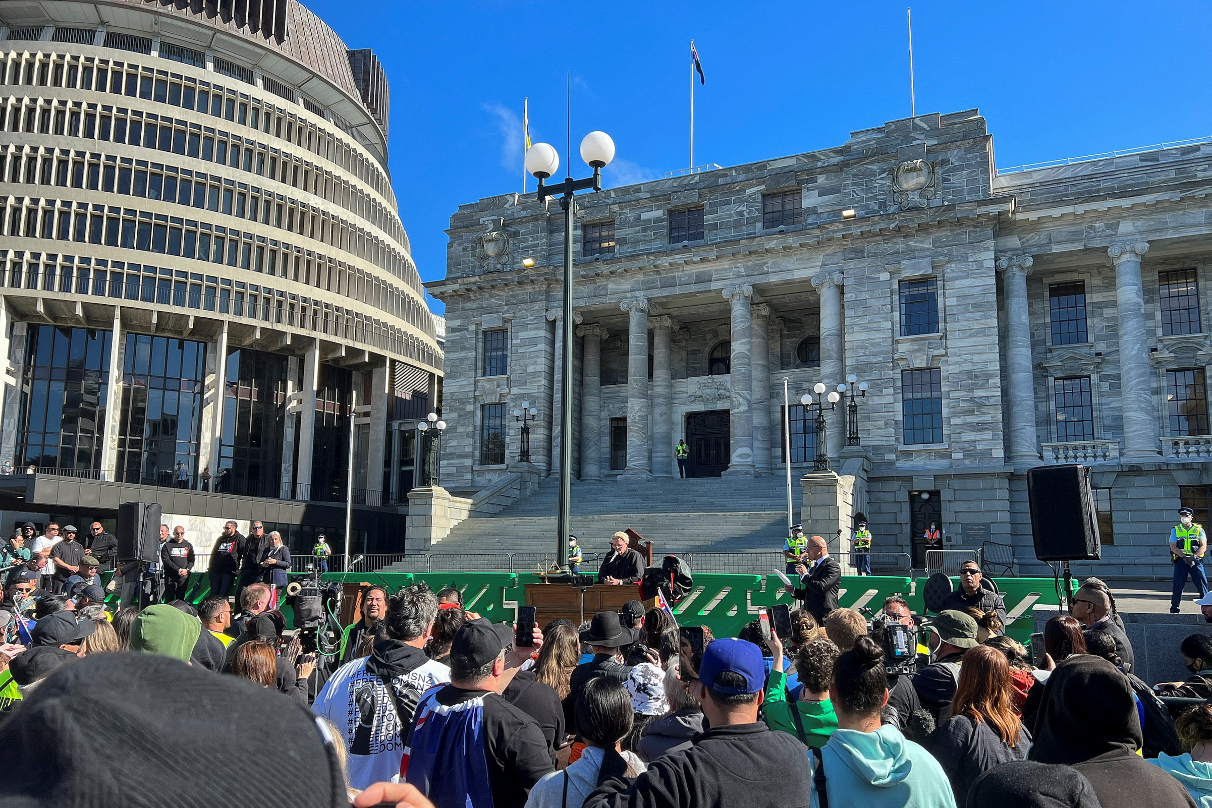 image Anti-government protesters gather outside New Zealand&#8217;s parliament