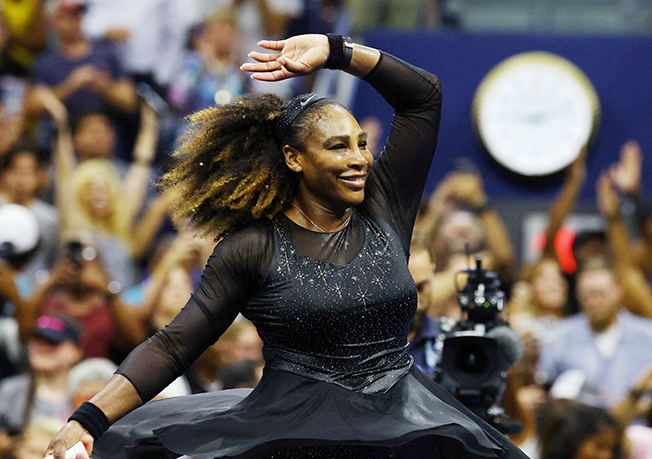 image Serena Williams party continues following first-round win at US Open