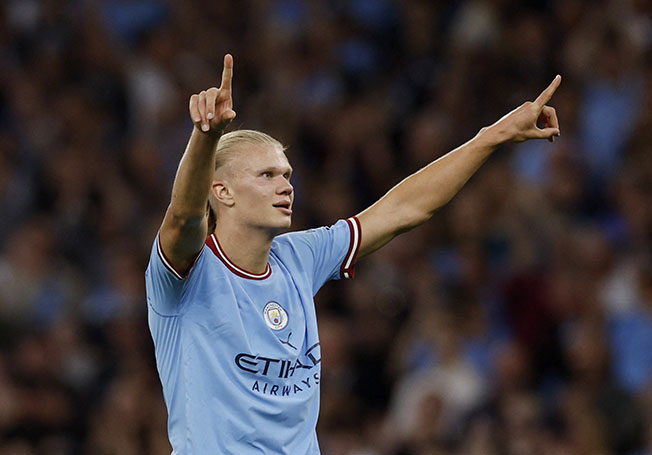 image Halland hits another hat-trick, Arsenal keep up 100% start
