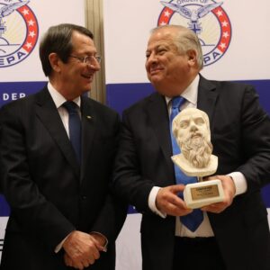 philip christopher reveiving the ahepa socrates award