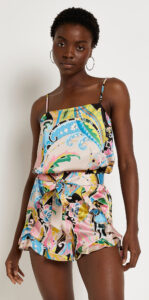 river island pink printed cami top and tie waist shorts