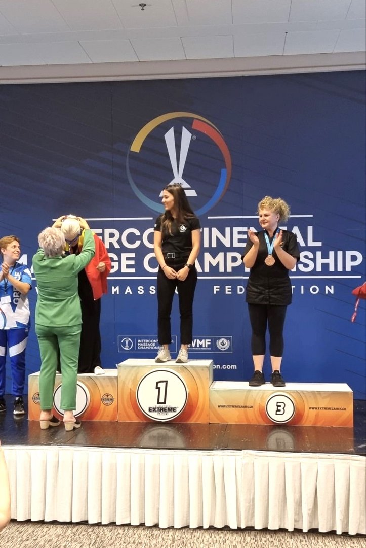 sophia received third place in the swedish massage category at the recent pan hellenic massage championship