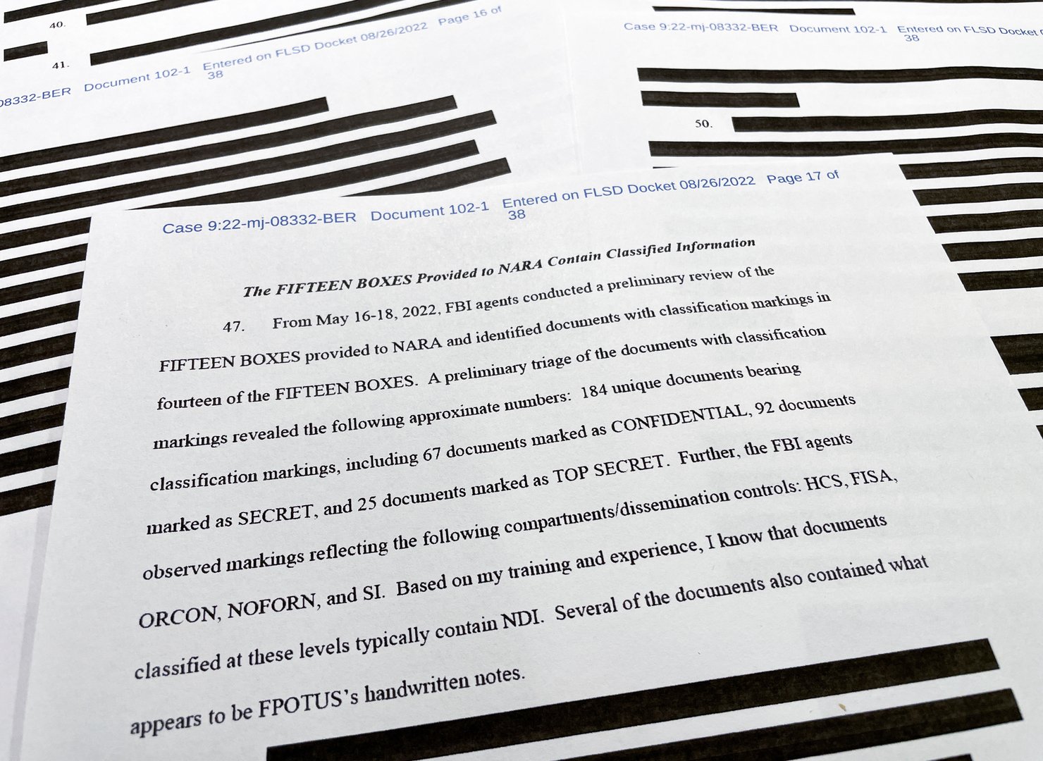 image US Justice Dept. releases redacted document that underpins Trump search