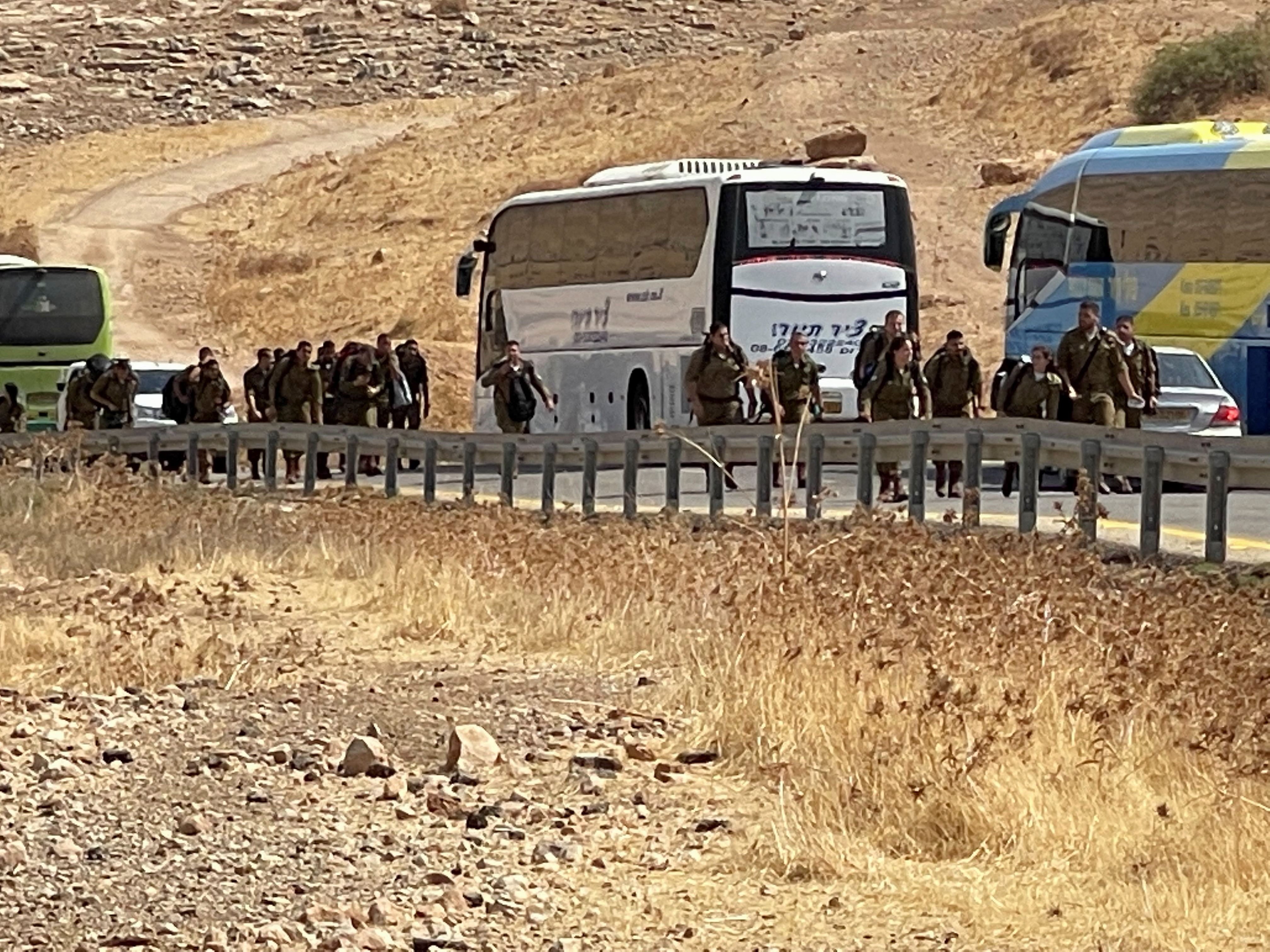 image Palestinians fire on bus with Israeli troops in West Bank, 6 hurt