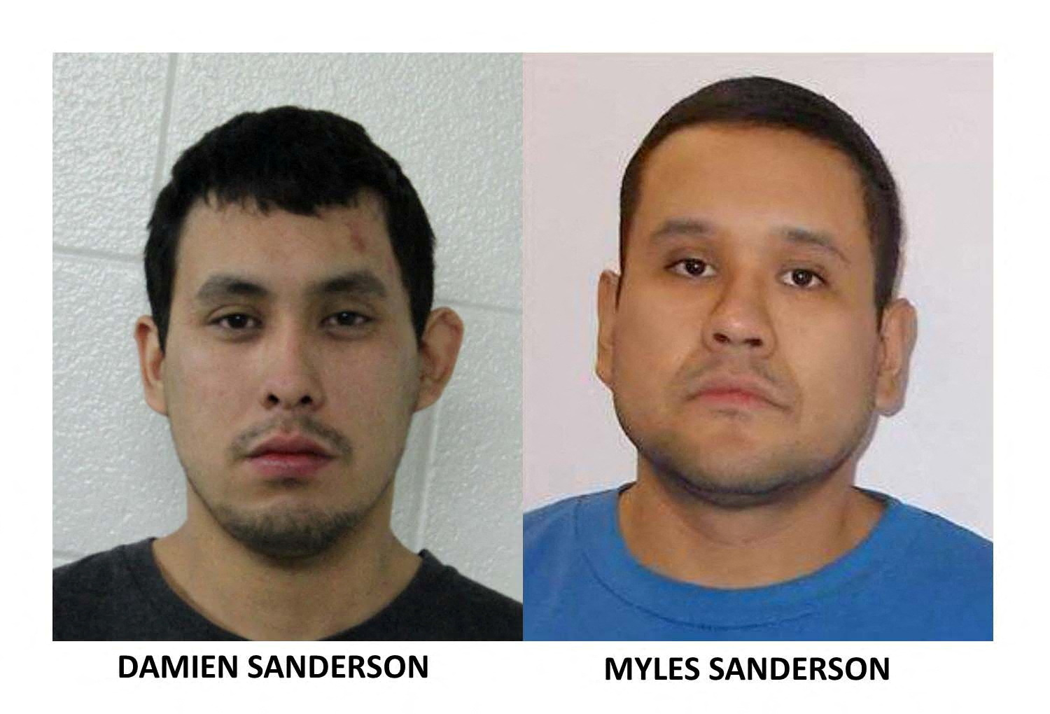 damien sanderson and myles sanderson, who are named by the rcmp as suspects in stabbings in canada's saskatchewan province, are pictured in this undated handout image