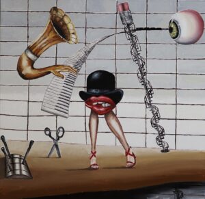 41.badly scripted play 70 x 70 cm