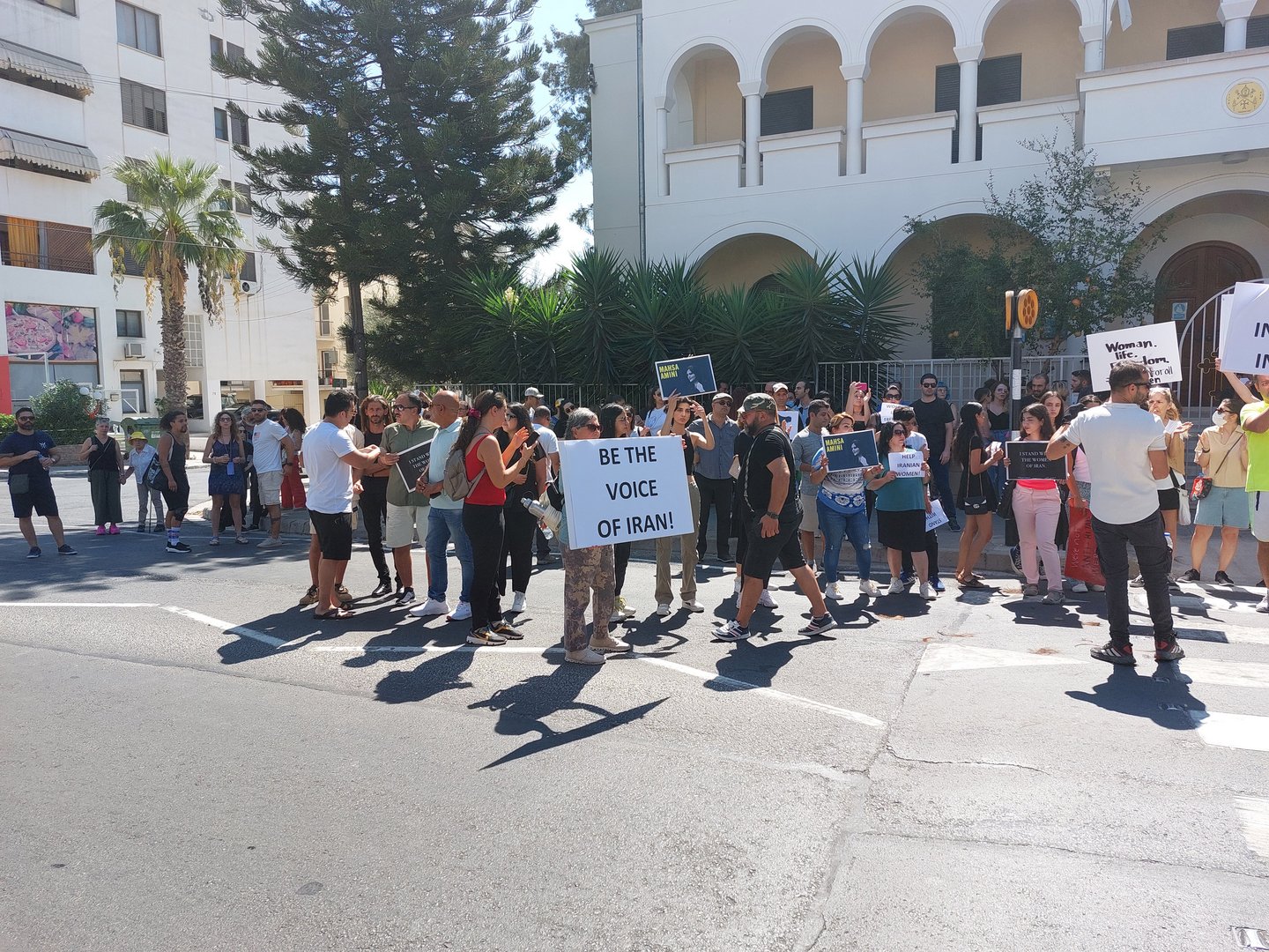 image Solidarity protest for Iranians outside embassy in Nicosia