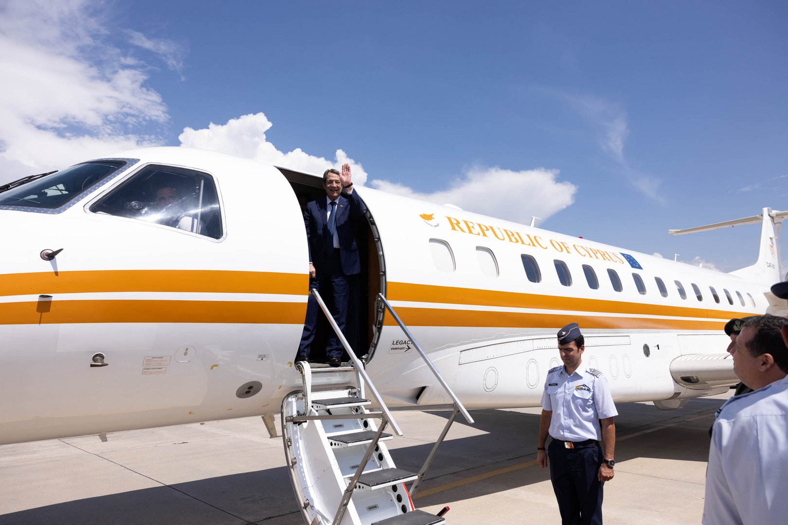 image Anastasiades takes delivery of presidential jet during Athens visit