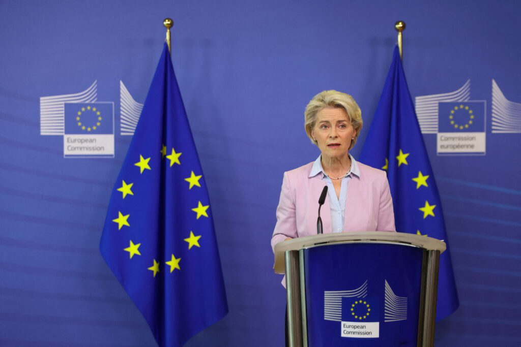 european commission president ursula von der leyen attends a news conference on energy crisis, in brussels