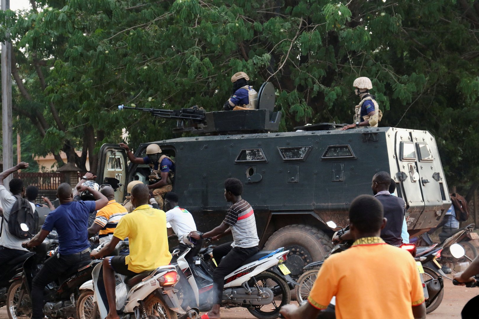 image Gunfire, confusion grip Burkina Faso day after coup, fire breaks out at French embassy