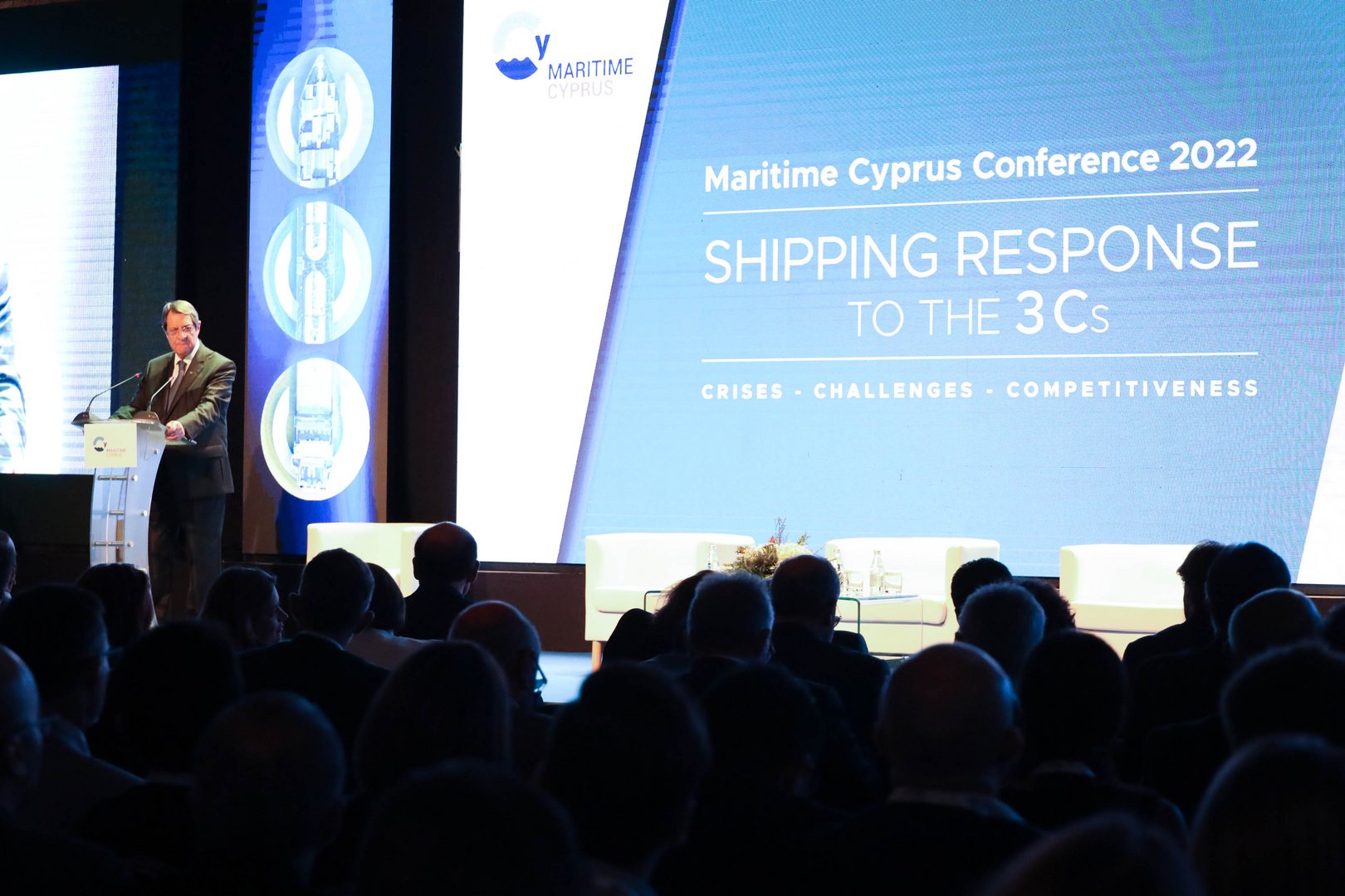 image Small country has privileged position on world shipping map says president