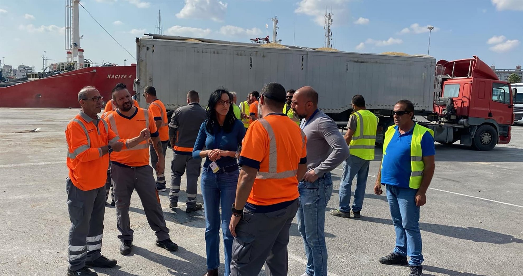 image Larnaca port workers strike for second day