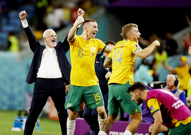 image Australia shock Denmark to waltz into World Cup last 16