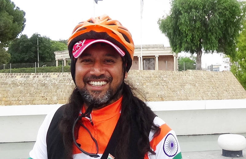 image Round-the-world cyclist is a man on a mission