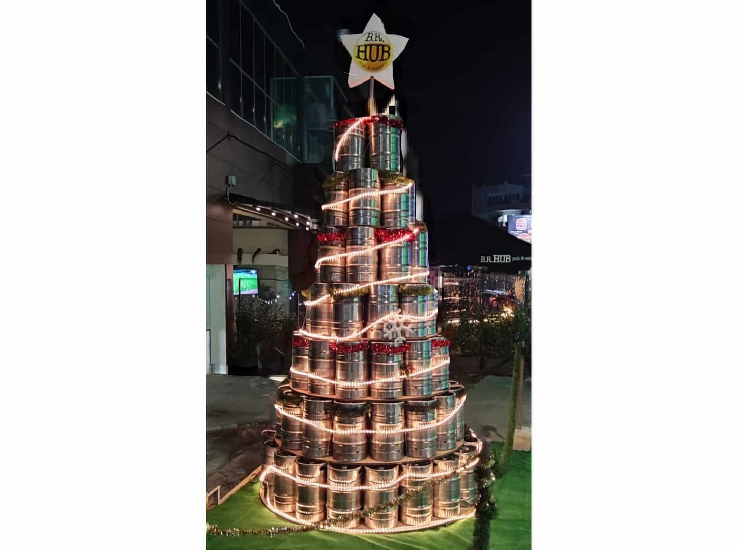 image Christmas role for empty beer barrels at pub