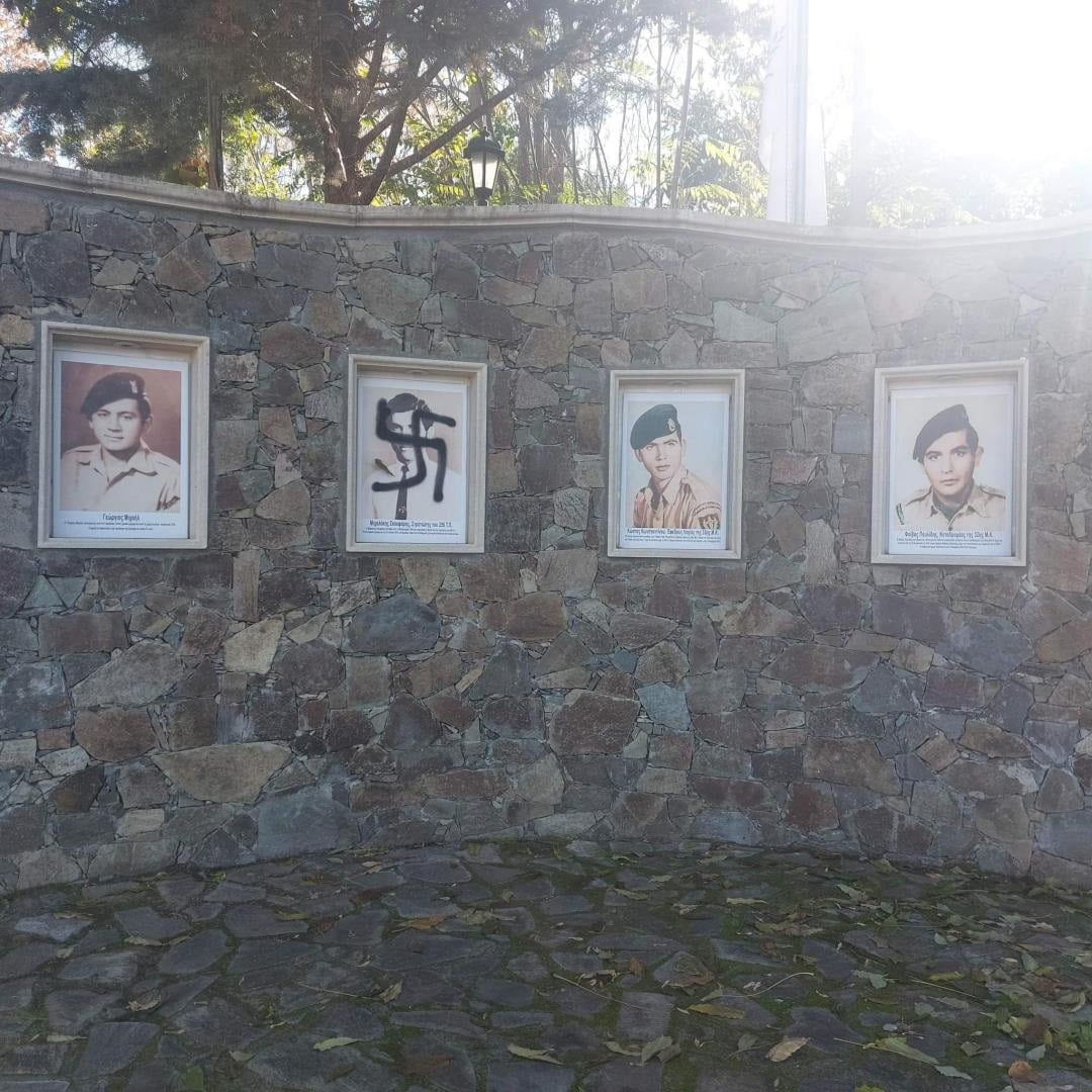 image Evrychou memorial to fallen soldiers vandalised