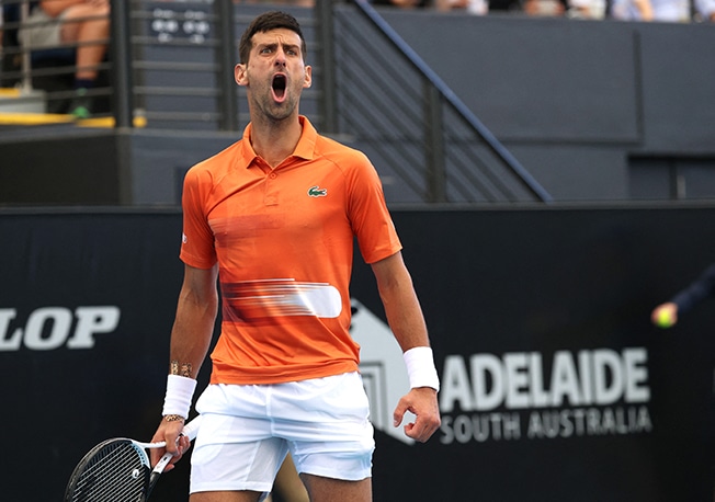image Djokovic survives Halys scare to reach Adelaide quarters