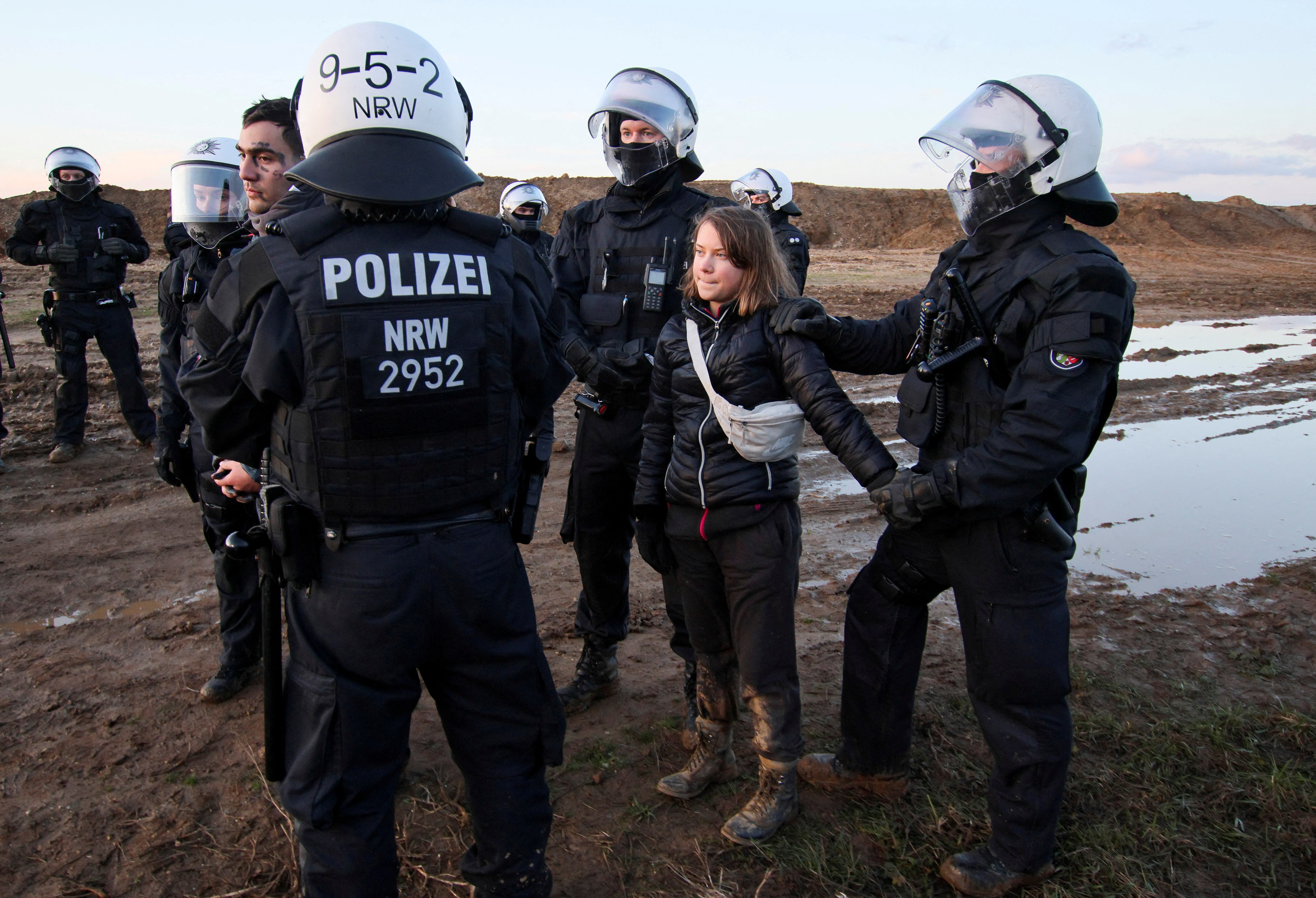 image Greta Thunberg released after brief detention at German mine protest, police say