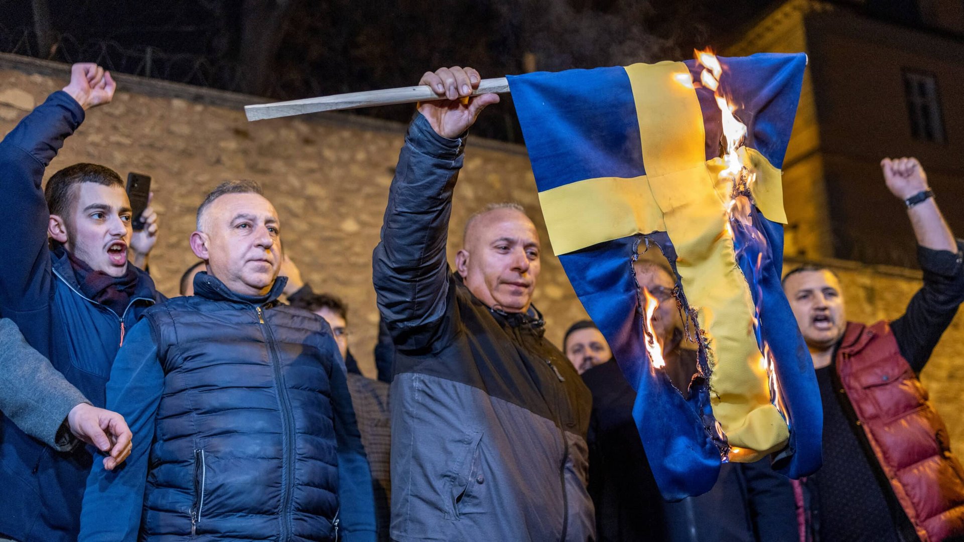 protesters demonstrate in front of the consulate general of sweden in istanbul