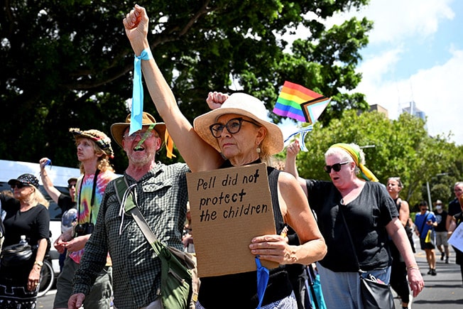 image Australian Cardinal George Pell&#8217;s funeral sparks protests