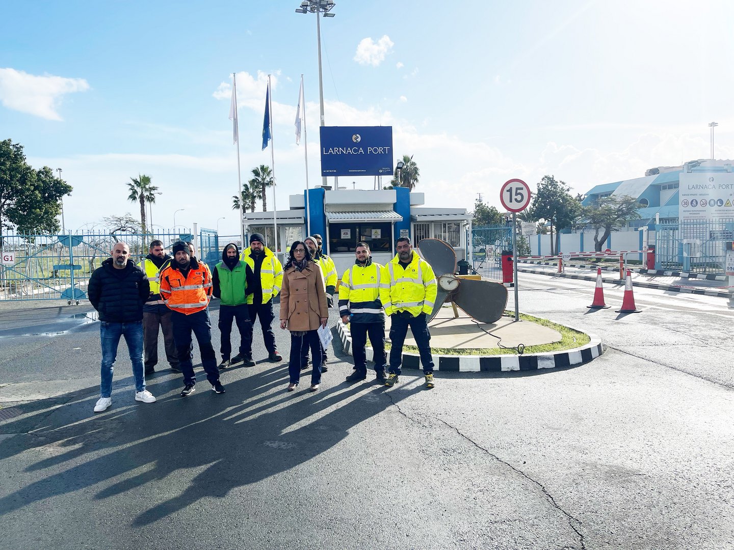 image Larnaca port workers stage impromptu strike