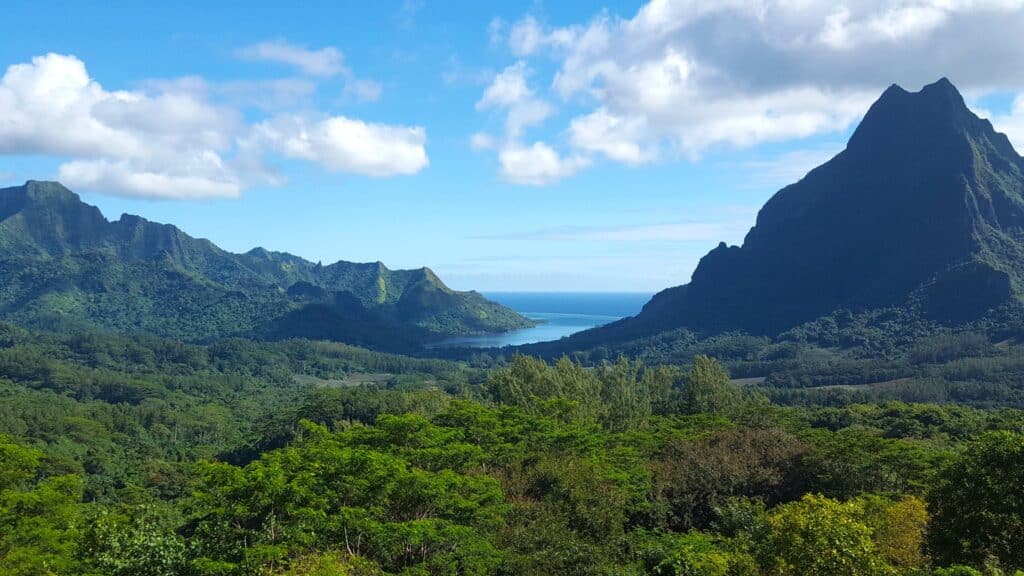 seen from above, the polynesian island of mo'orea is heart shaped