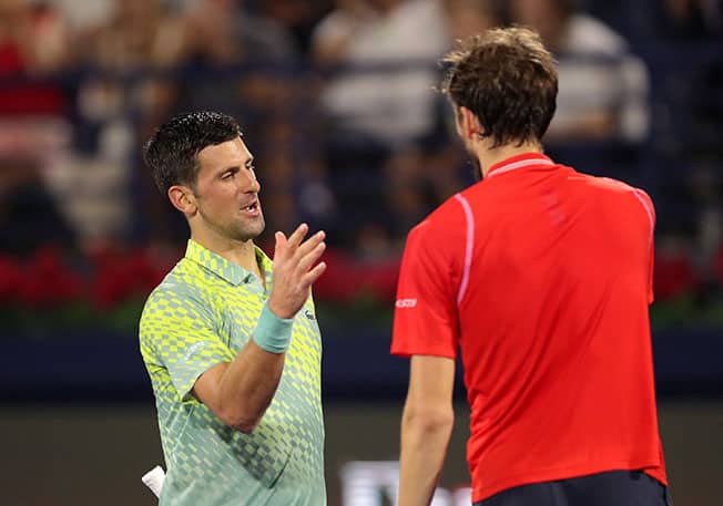 image Medvedev ends Djokovic run to book Dubai final with Rublev
