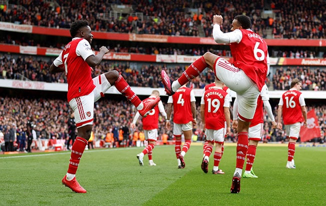 image Saka double against Palace sends Arsenal eight points clear