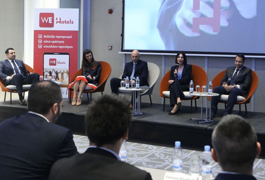Cyprus Mail CEO Freda Yannitsas speaking at the WE Hotels launch event