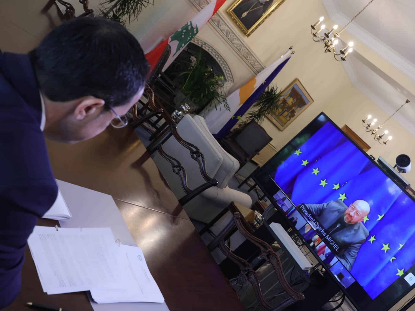 image Christodoulides in teleconference with EC chief