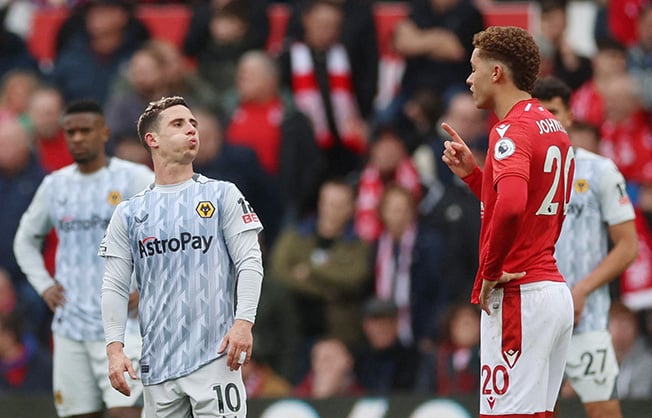 image Wolves&#8217; Podence denies spitting at Forest player