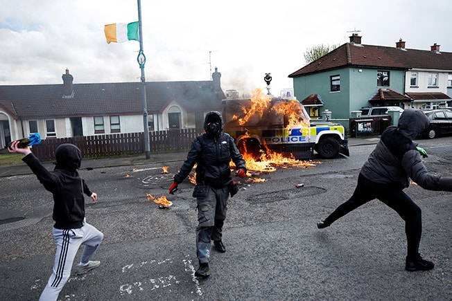 image Petrol bombs thrown at Northern Irish police on eve of Biden visit