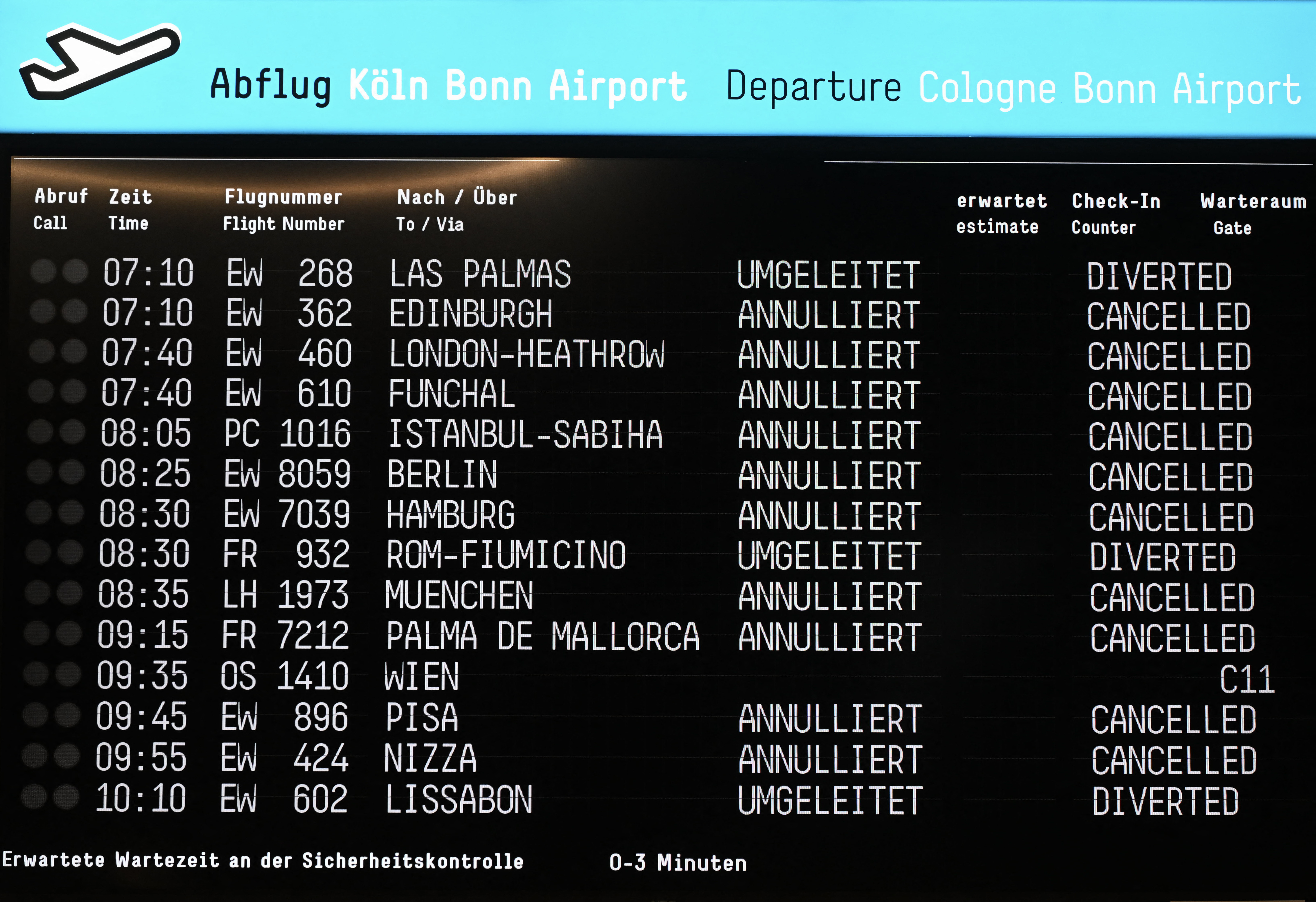 image Three German airports empty as transport strikes begin