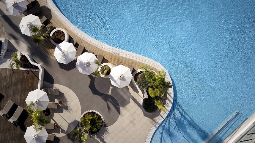 Parklane pool aerial image by Matthew Shaw photography