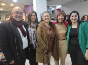 profile at the launch of her book (second right)
