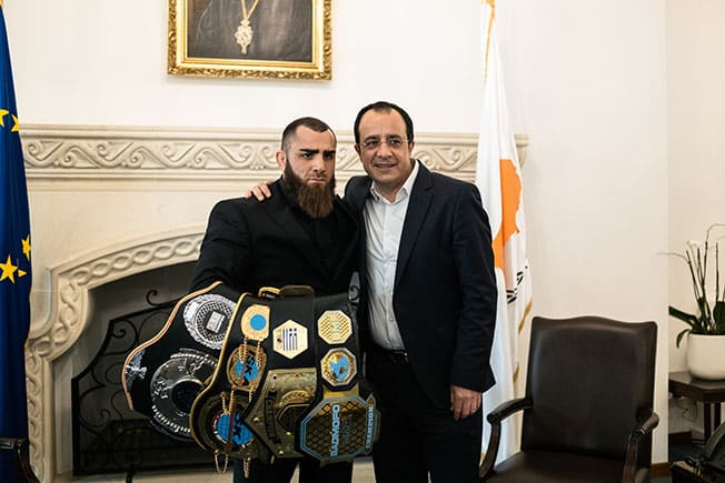 image MMA champion Trikomitis welcomed by president