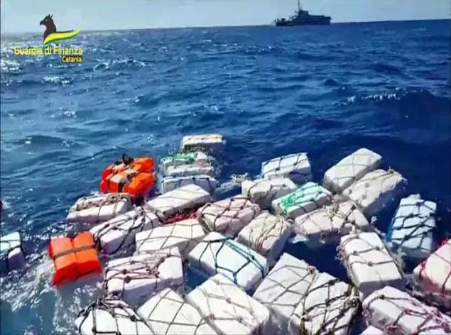 image High tide! Italy police find two tonnes of cocaine floating at sea