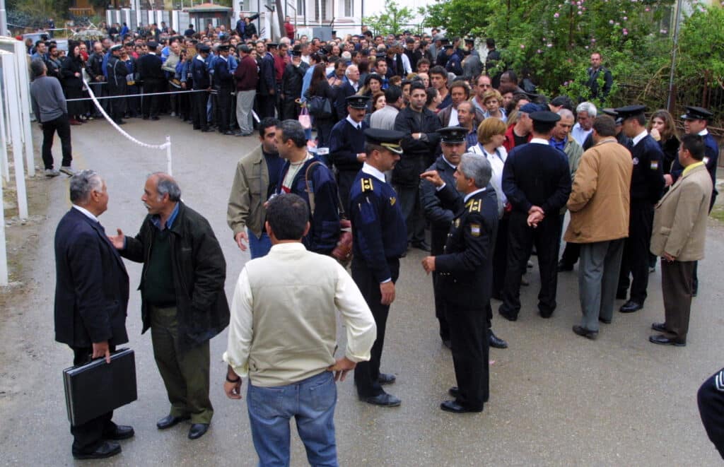 feature elias scores of people at the ledra palace on april 23 2003