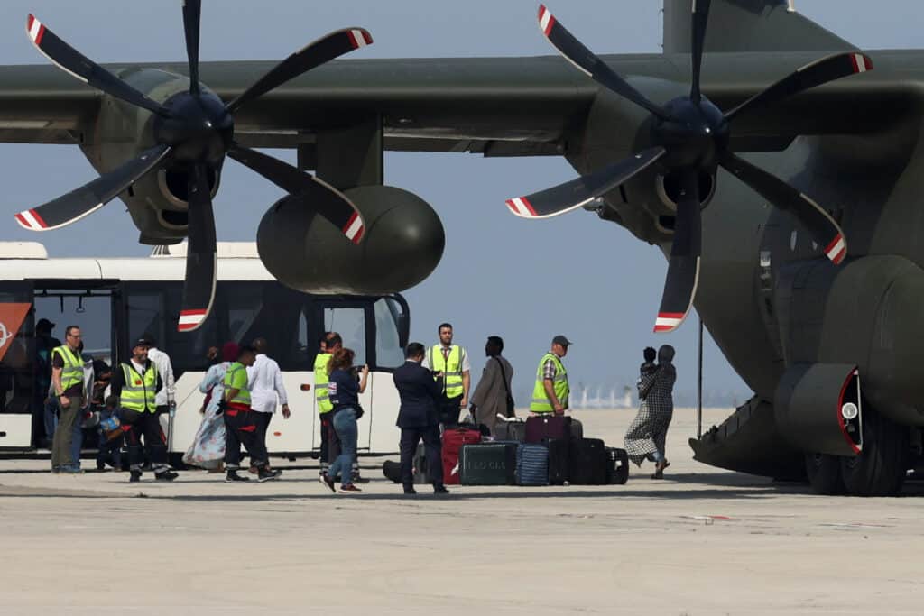 british nationals evacuated from sudan arrive at the larnaca international airport, in larnaca