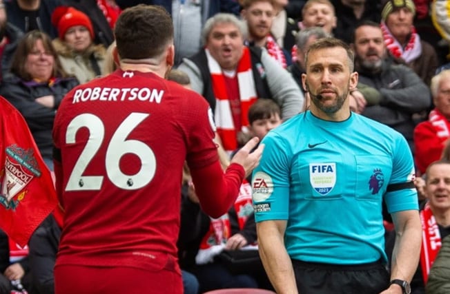 image Linesman stood down amid FA investigation over apparent elbow on Robertson