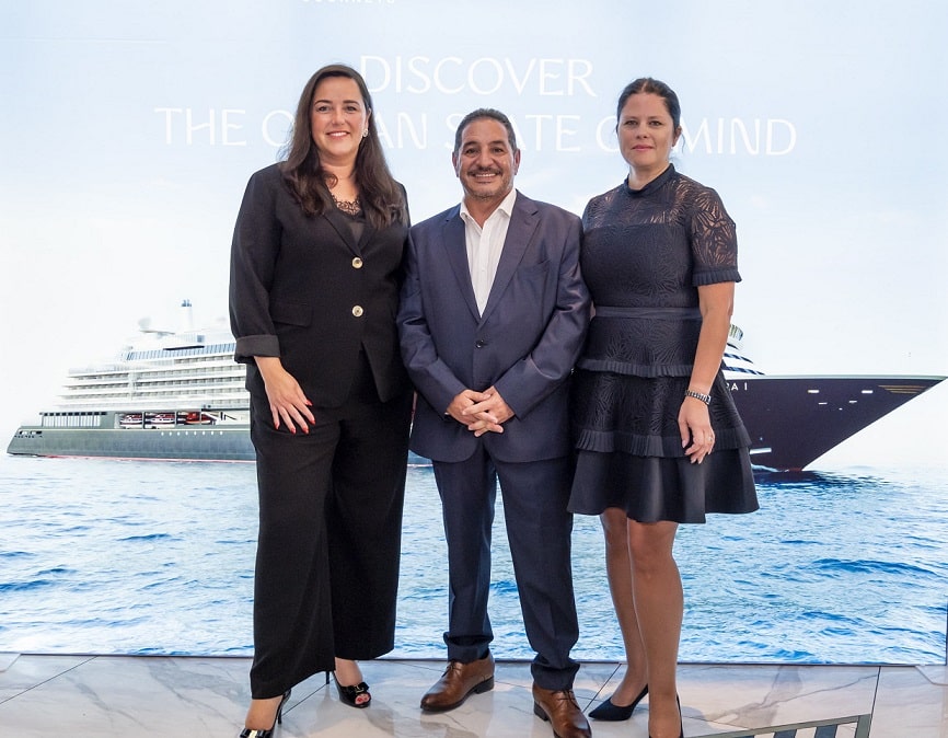 Suzanne Kochen Director of Sales for Explora Journeys, Daniel Essex CEO of Century Travel Group, Vicky Lewis COO of Century Travel Group