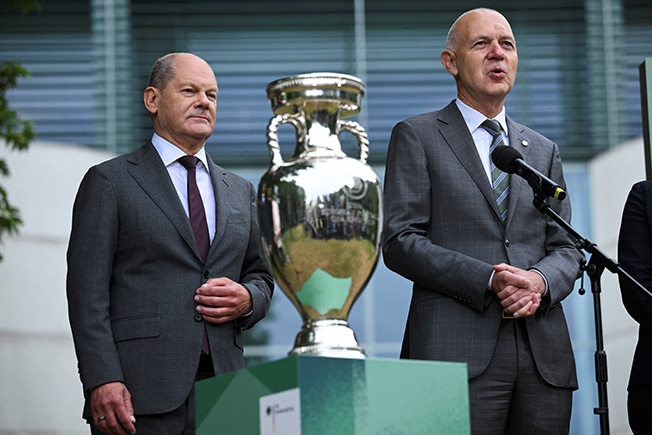 image With one year to go, Germany&#8217;s Chancellor marks Euro 2024 countdown