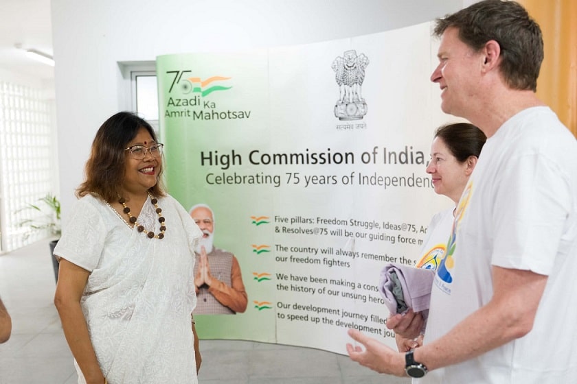 High Commissioner Madhumita Hazarika Bhagat with Special Representative of the UNSG and Head of Unficyp in Cyprus Colin Stewart, June 19, 2023, International Day of Yoga 